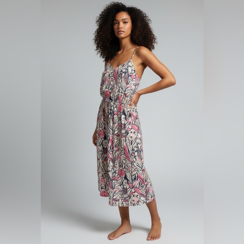 GAP Fruit Floral Print Midi Sundress Spaghetti Strap Rayon – XS